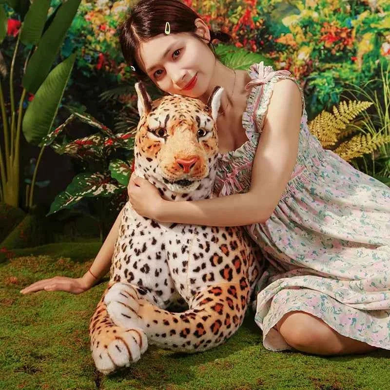 Giant Lifelike Leopard Plush Toy (25.6-66.9 in) - Soft Stuffed Cheetah Model Doll Gift