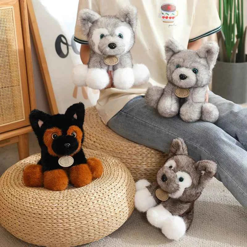 Realistic Husky Wolf Cub Plush Toy (8.7 in) - Soft Cuddly Stuffed Animal Gift
