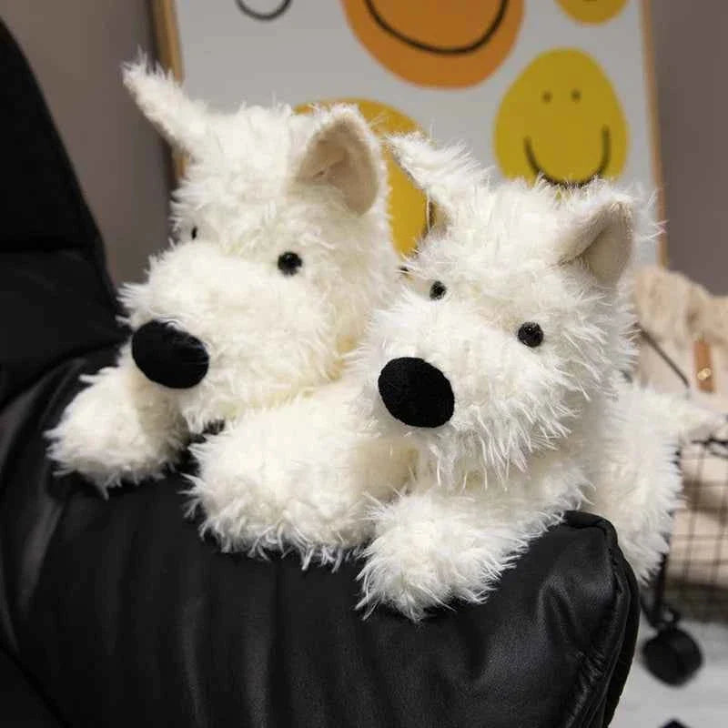 Lifelike West Highland White Terrier Plush Toy – Fluffy Realistic Stuffed Dog Doll Gift