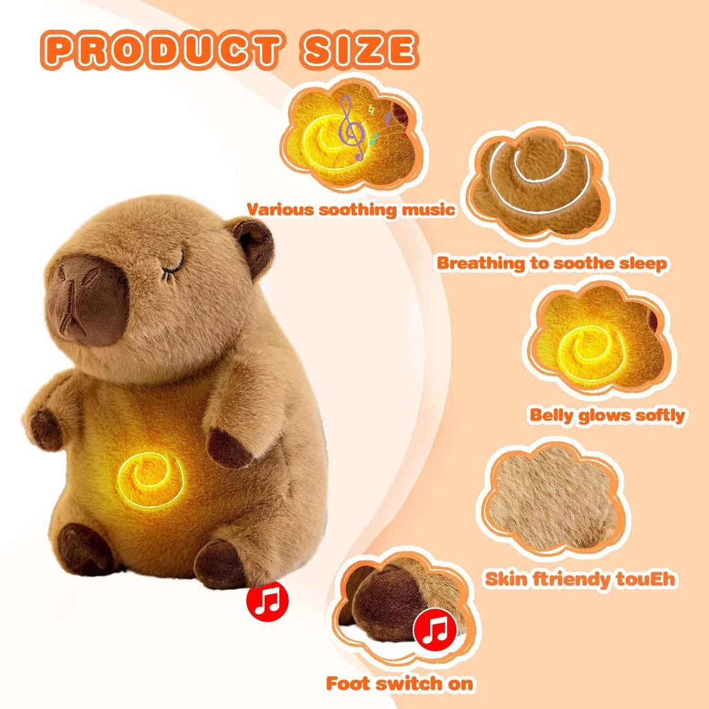 Breathing Capybara Plush Toy with Rhythmic Lights – Musical Stuffed Animal Gift