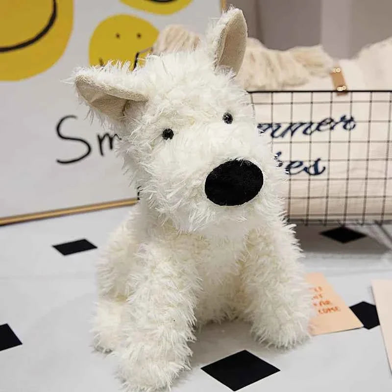 Lifelike West Highland White Terrier Plush Toy – Fluffy Realistic Stuffed Dog Doll Gift