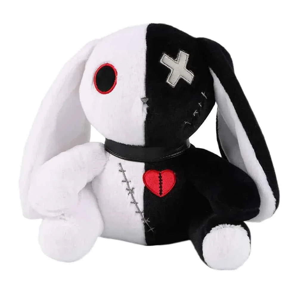Spooky Gothic Bunny Plush Toy (9.1 in) - Creepy Rabbit Stuffed Animal Halloween Decor