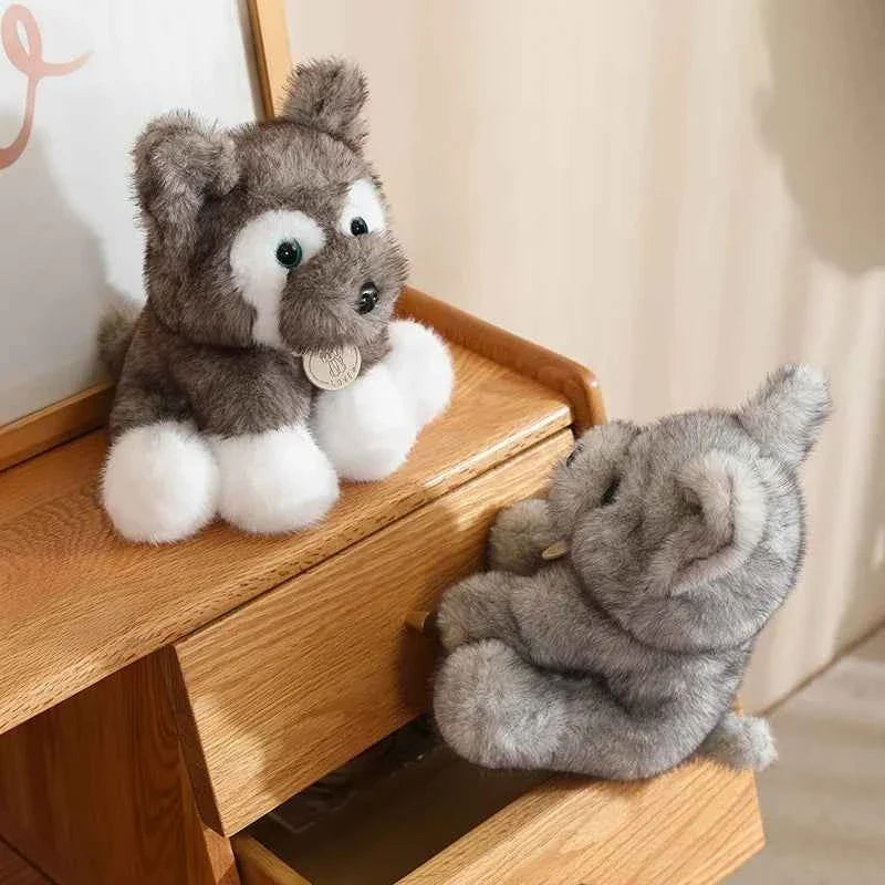 Realistic Husky Wolf Cub Plush Toy (8.7 in) - Soft Cuddly Stuffed Animal Gift