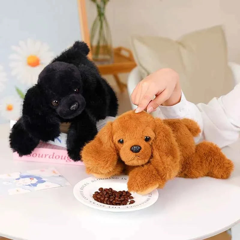 Kawaii Black Puppy Plush Toy (11.8 in) - Cute Lying Dog Soft Stuffed Pillow Gift