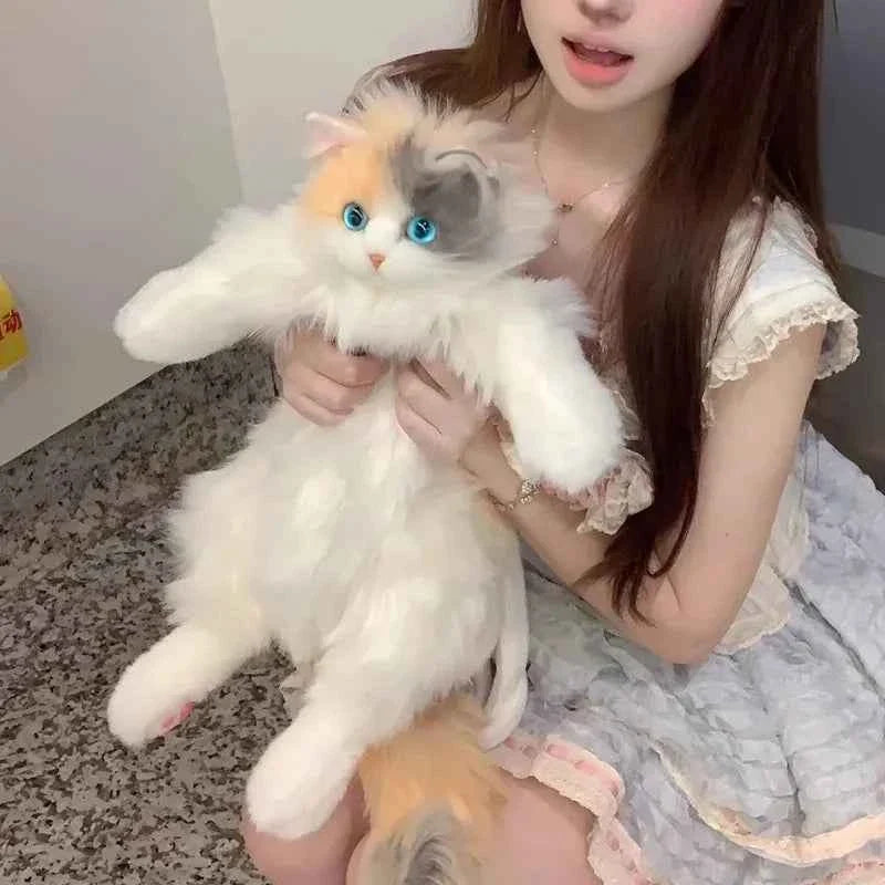 Realistic Three Color Cat Plush Backpack – Handmade Cute Stuffed Animal Bag Gift