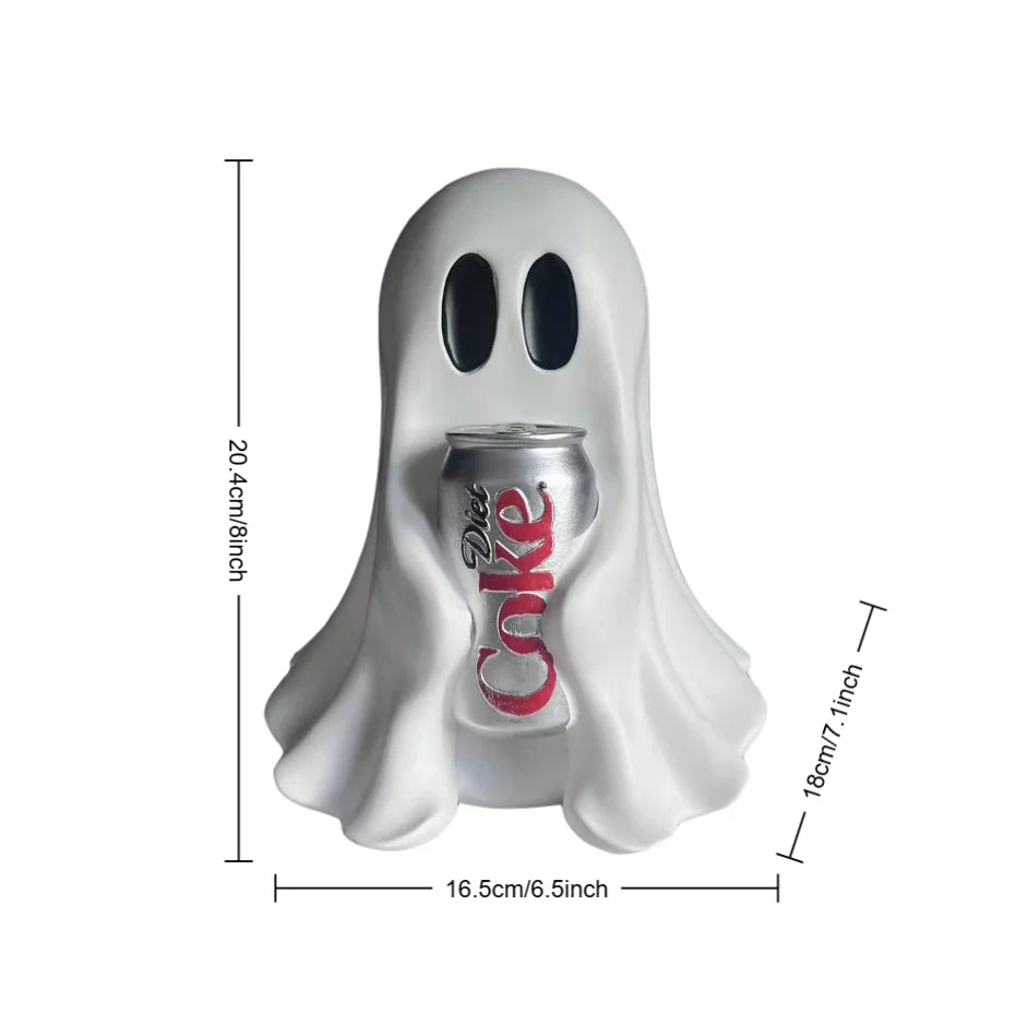 1 Piece of Halloween Cute Ghost Holding Coke Statue Ornament, Funny and Cute Shape, Home Desktop Holiday Atmosphere Decoration Good Item