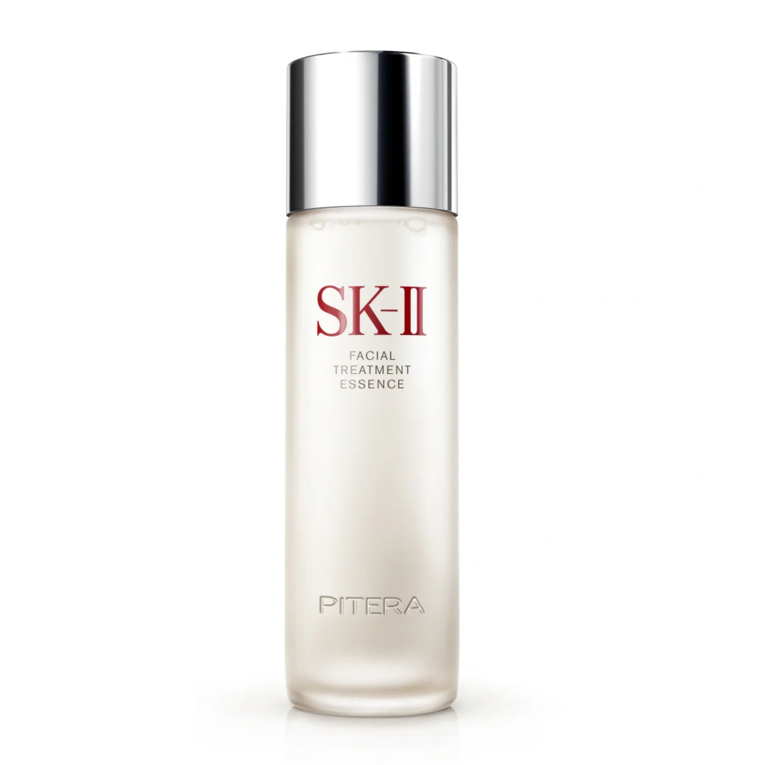 SK-II Facial Treatment Essence bottle with silver cap, clear pale liquid