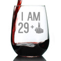 29 + 1 Middle Finger - 30th Birthday Stemless Wine Glass for Women & Men - Cute Funny Wine Gift Idea - Unique Personalized Bday Glasses for Best Friend Turning 30 - Drinking Party Decoration