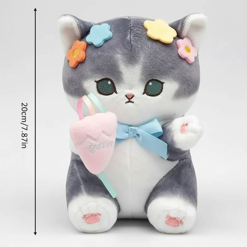 Kawaii Cat Plush Doll in Animal Costume – 8 Inch Soft Stuffed Toy