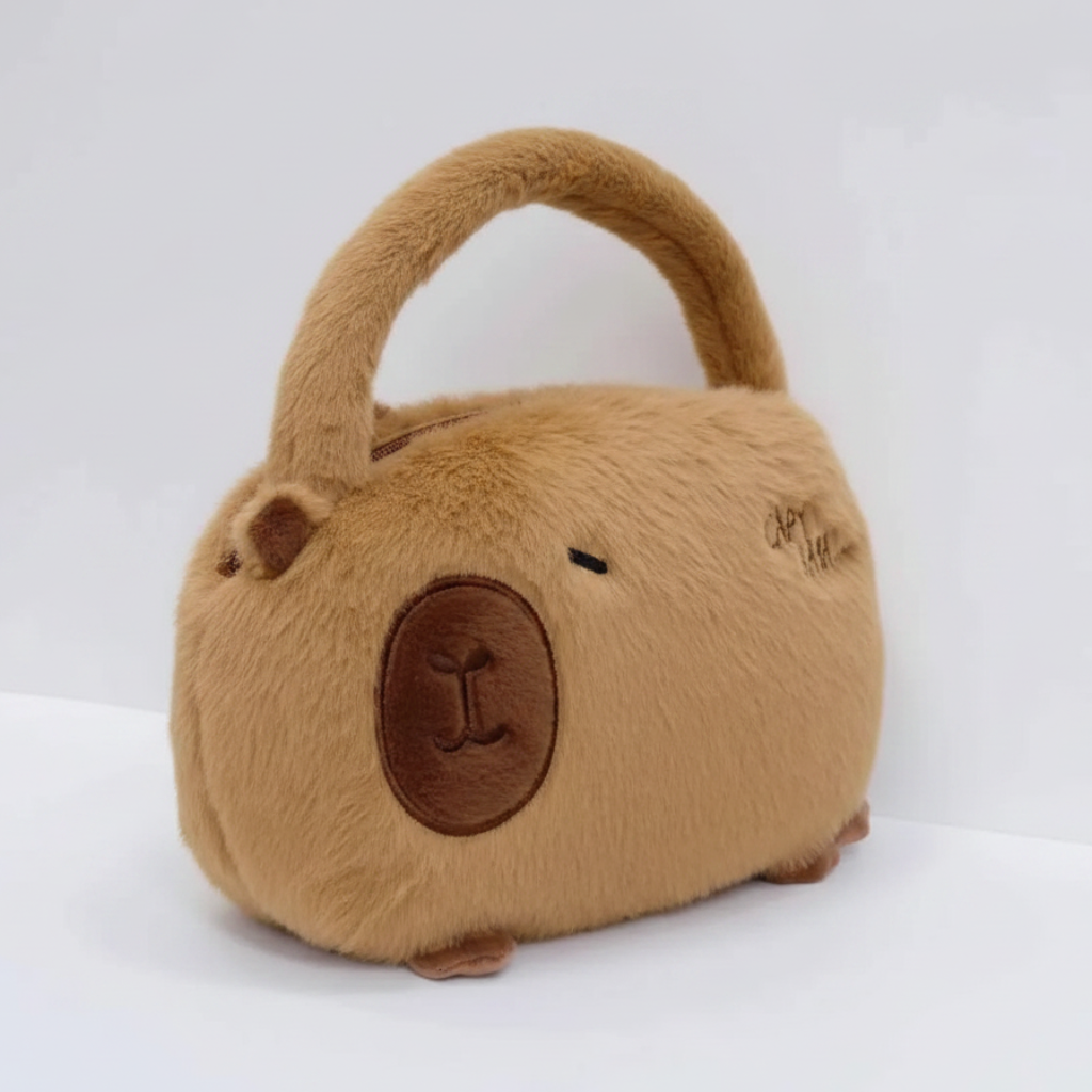 Kawaii Capybara Plush Backpack – Cute Fur Mini Shoulder Bag Gift