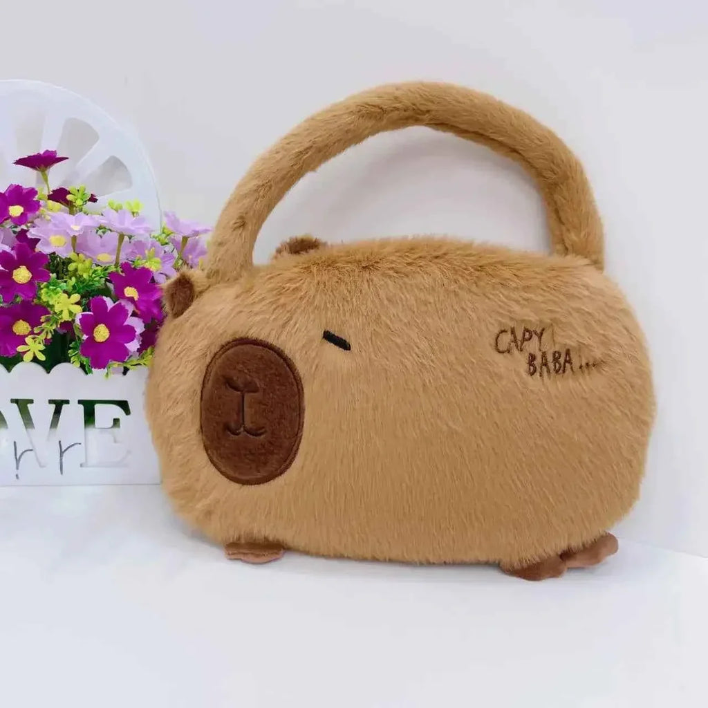 Kawaii Capybara Plush Backpack – Cute Fur Mini Shoulder Bag Gift