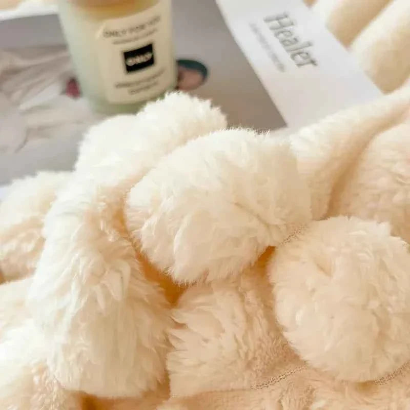 Faux Rabbit Fur Throw Blanket – Soft Warm All-Season Couch Blanket