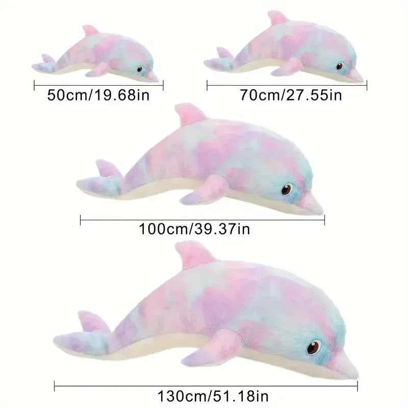 Cute Colorful Dolphin Plush Toy (19.7 in) - Soft Cartoon Throw Pillow Home Decor Gift