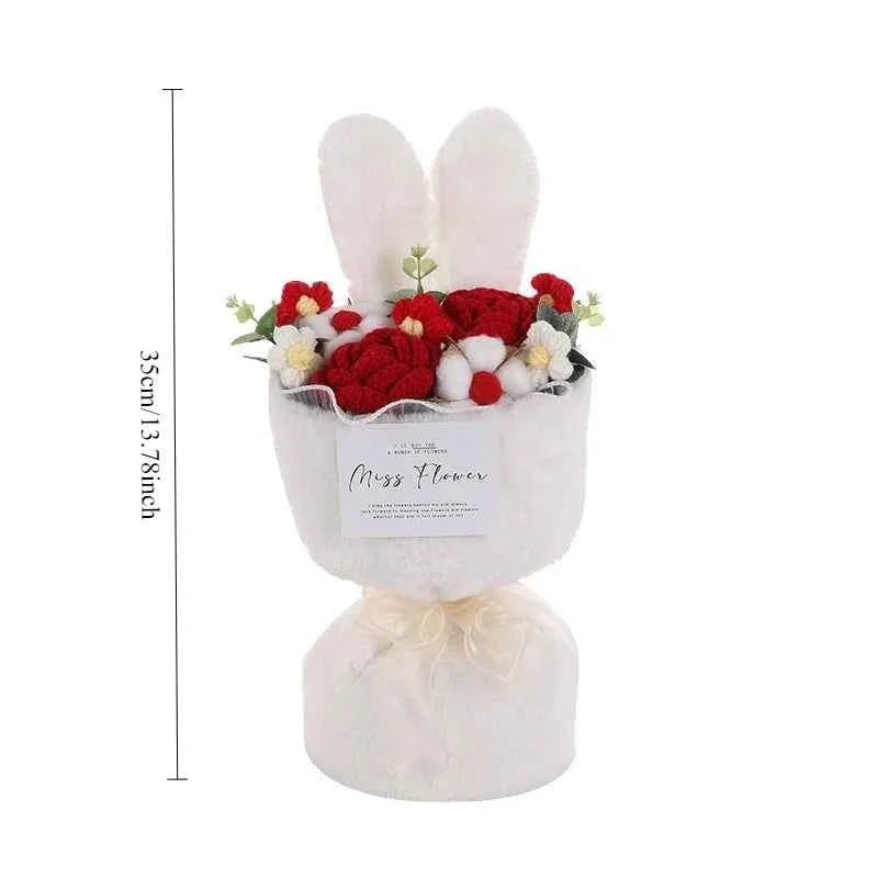 Cute Knitted Rabbit Plush Bouquet - Graduation/Valentine's Day/Birthday Gift