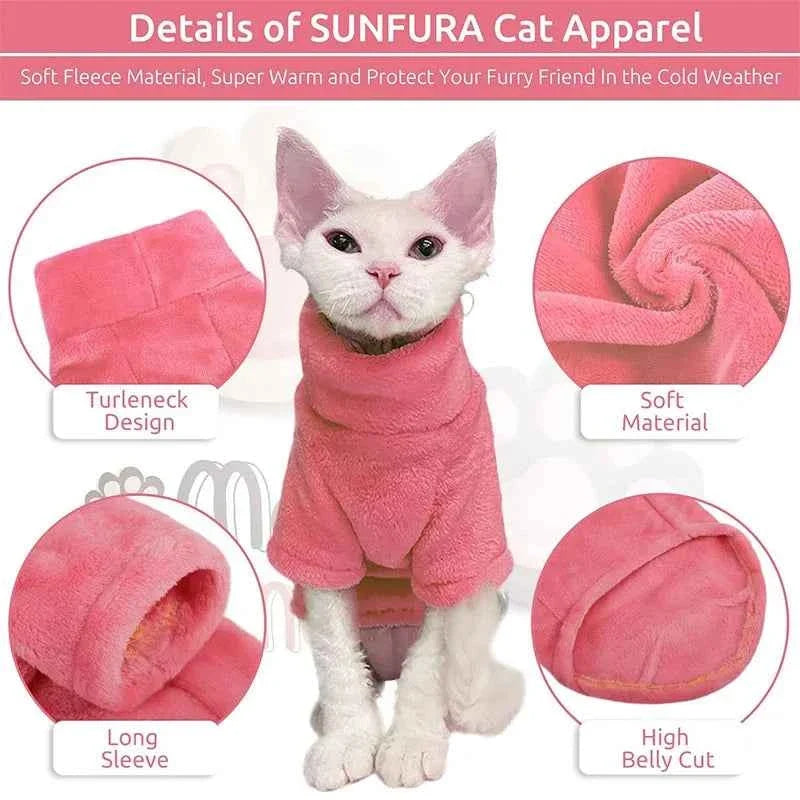 Sphynx Cat Turtleneck Sweater – Soft Warm Hairless Cat Pullover