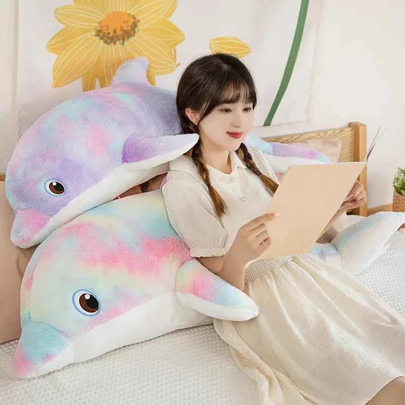 Cute Colorful Dolphin Plush Toy (19.7 in) - Soft Cartoon Throw Pillow Home Decor Gift