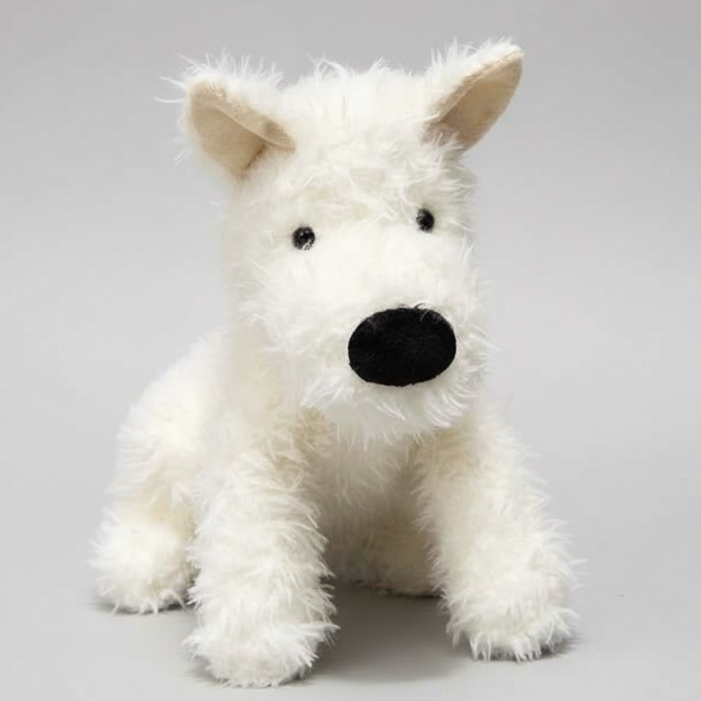 Lifelike West Highland White Terrier Plush Toy – Fluffy Realistic Stuffed Dog Doll Gift