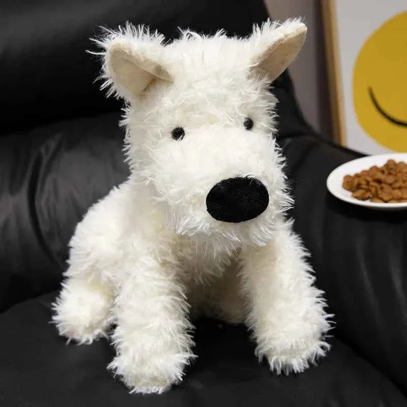 Lifelike West Highland White Terrier Plush Toy – Fluffy Realistic Stuffed Dog Doll Gift