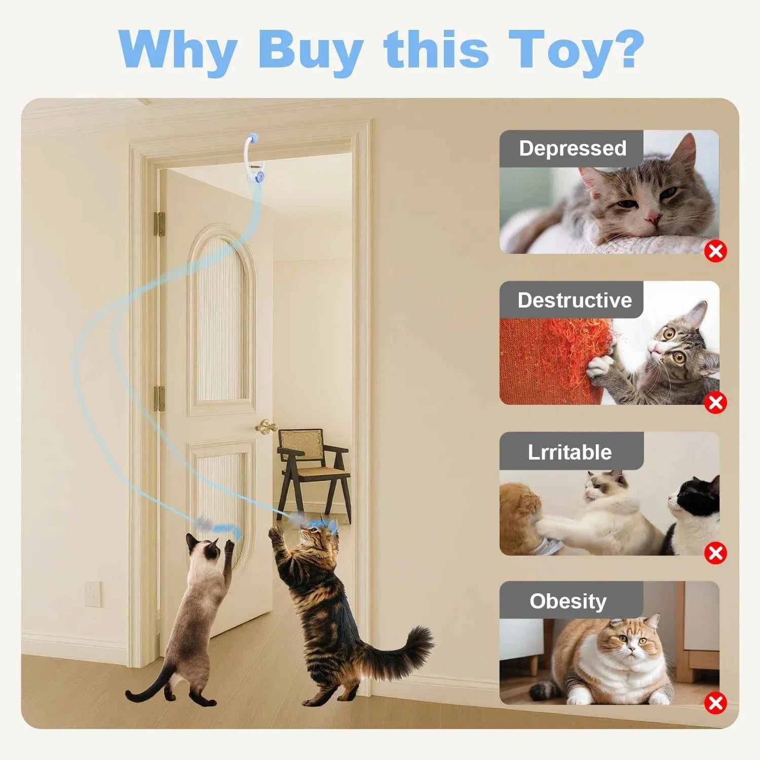 Electric Door Hanging Cat Toy – USB Rechargeable Interactive Teaser