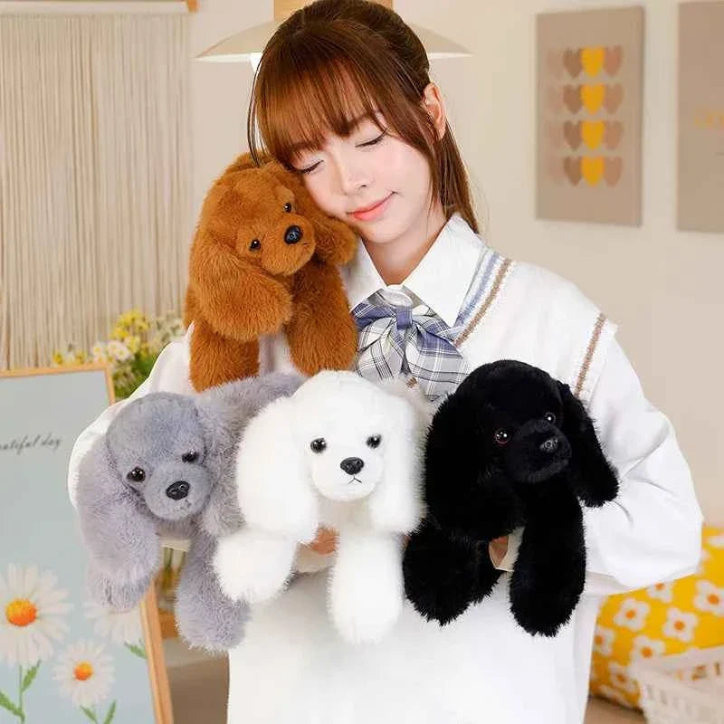 Kawaii Black Puppy Plush Toy (11.8 in) - Cute Lying Dog Soft Stuffed Pillow Gift