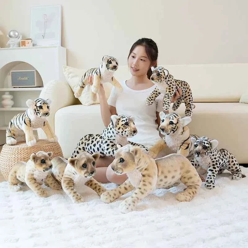 Lifelike Wild Animal Plush Toy (15.4-23.2 in) - Tiger/Lion/Leopard Doll Cushion Gift