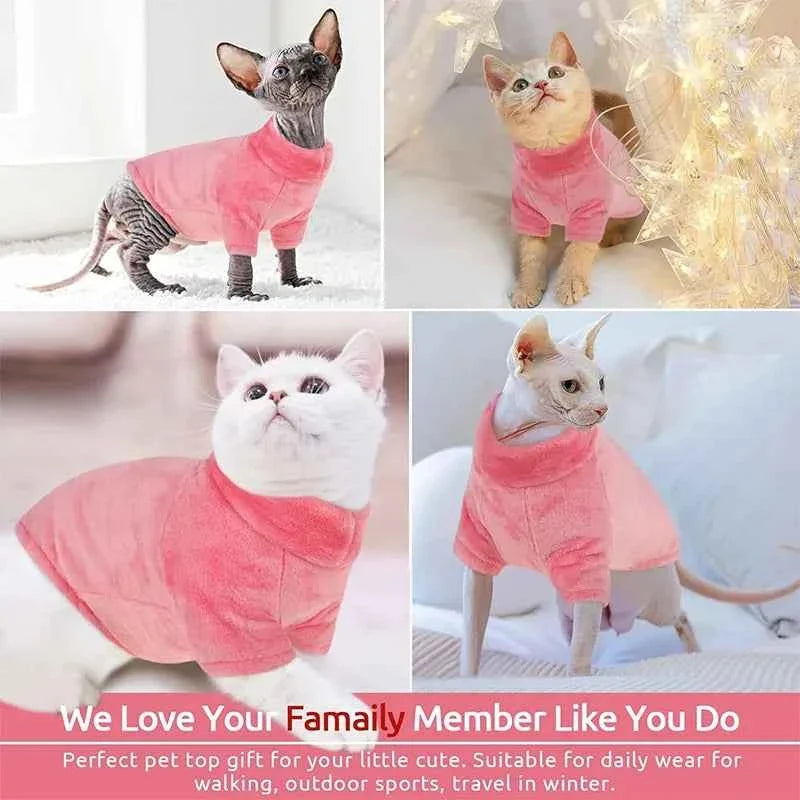 Sphynx Cat Turtleneck Sweater – Soft Warm Hairless Cat Pullover
