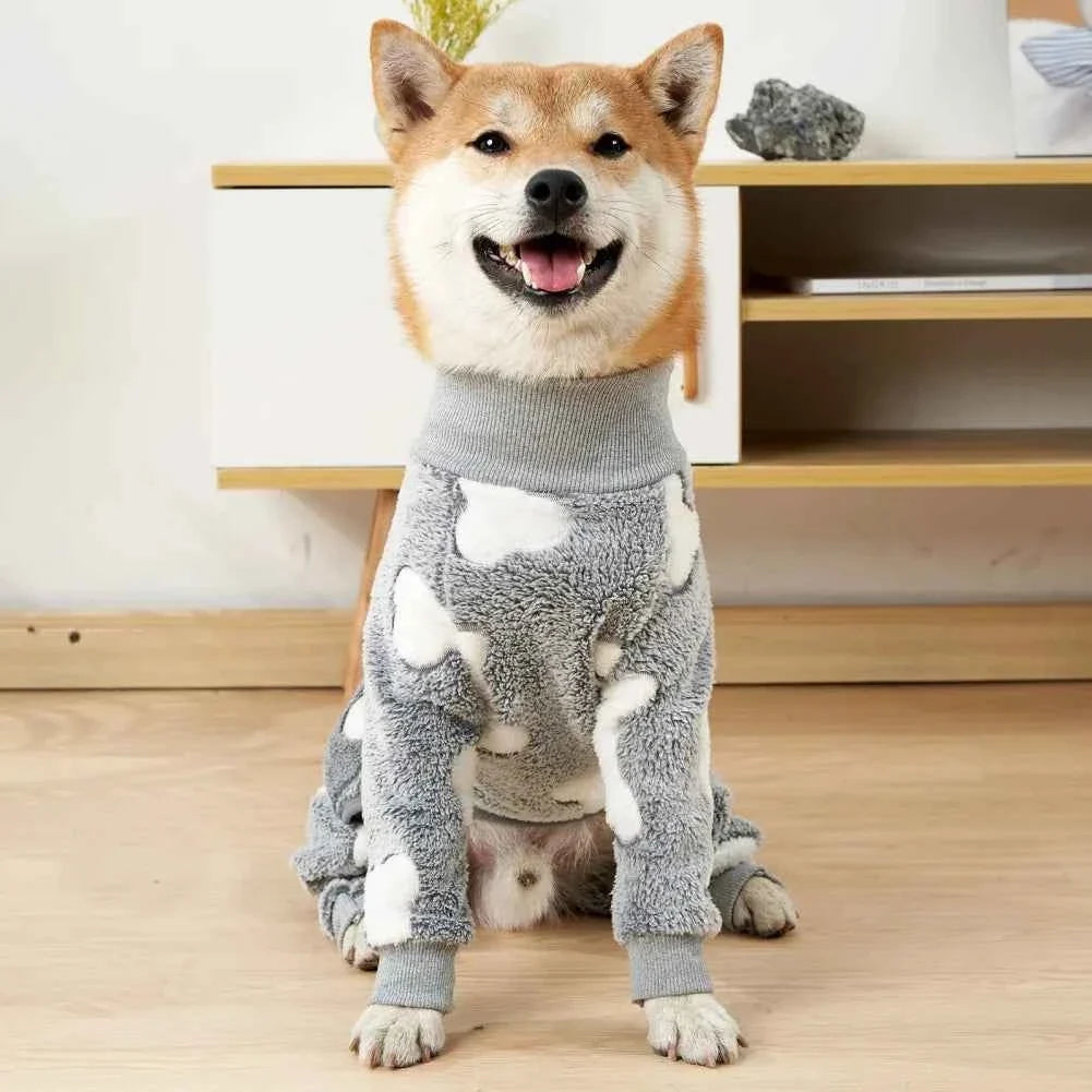 Fleece Dog Jumpsuit Pajamas – Warm Pet Overalls for Small to Large Dogs