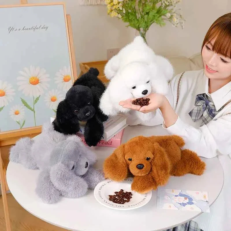 Kawaii Black Puppy Plush Toy (11.8 in) - Cute Lying Dog Soft Stuffed Pillow Gift
