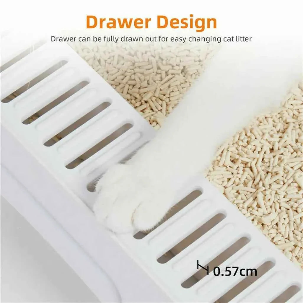 Foldable Enclosed Cat Litter Box with Sifting Tray & Scoop - Top and Front Entry Kitten Toilet