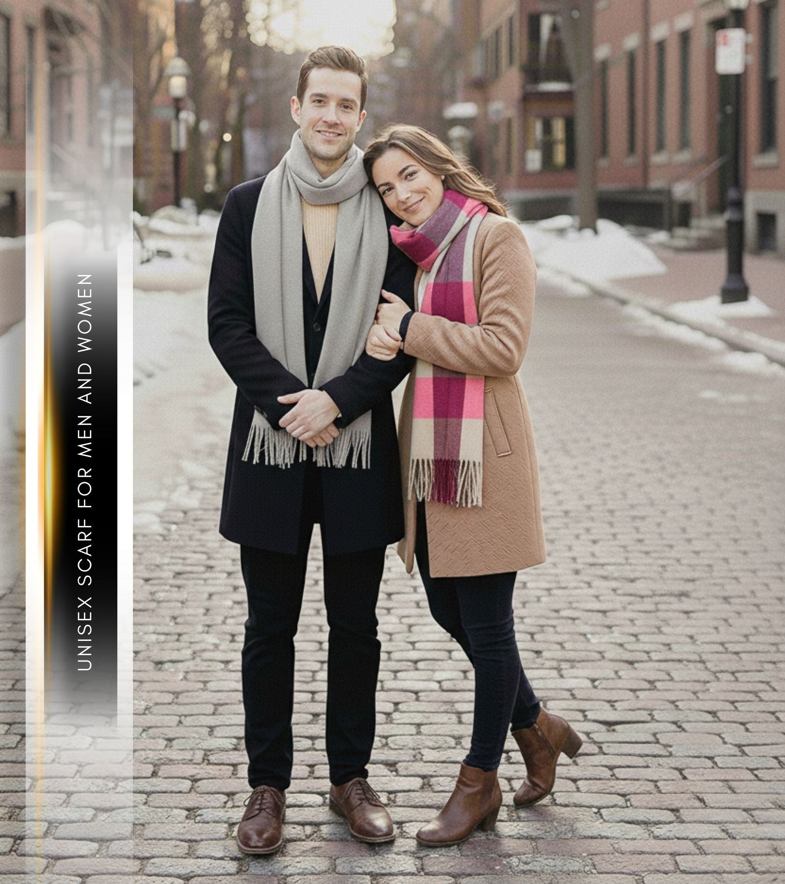 Sakkas Booker Cashmere Feel Solid Colored Unisex Winter Scarf With Fringe