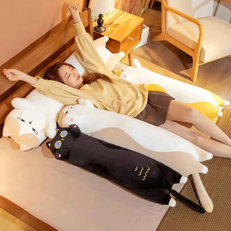 Giant Long Cat Plush Toy (35.4-51.2 in) - Cylindrical Animal Bolster Pillow Gift