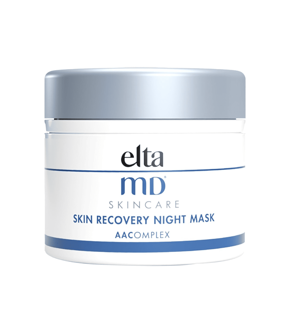 EltaMD Skin Recovery Night Mask jar with light blue lid and blue label