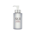 SK-II facial treatment cleansing oil pump bottle with silver cap, clear plastic