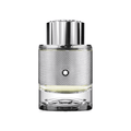 Montblanc Explorer Platinum eau de parfum bottle with silver cap and pale yellow liquid