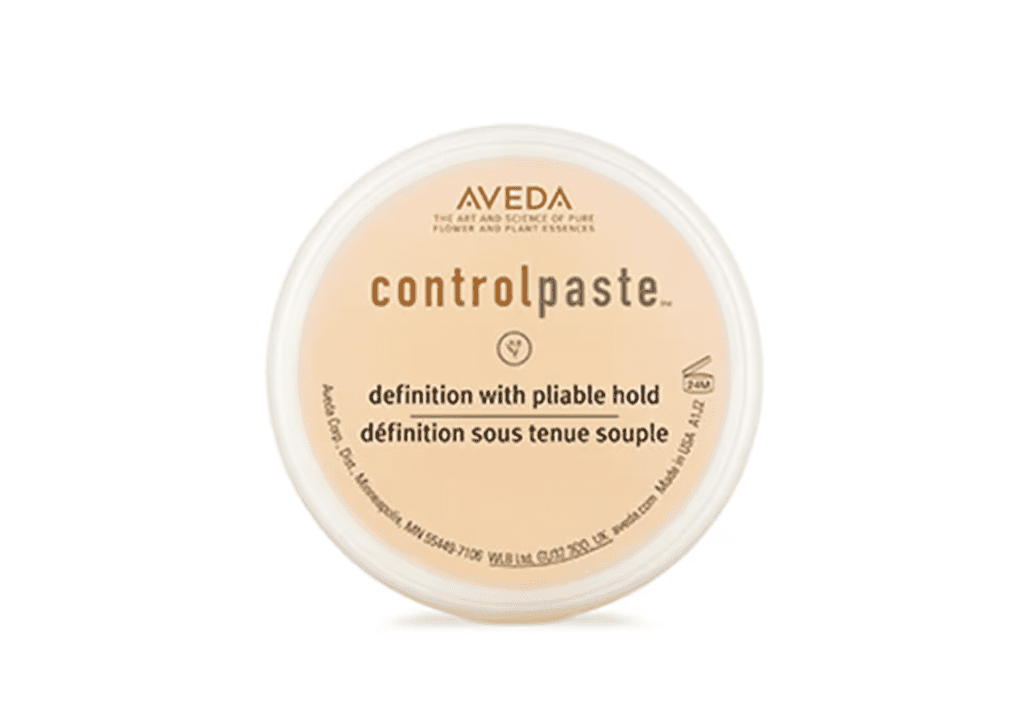 Aveda Control Paste styling paste jar with round beige label lid