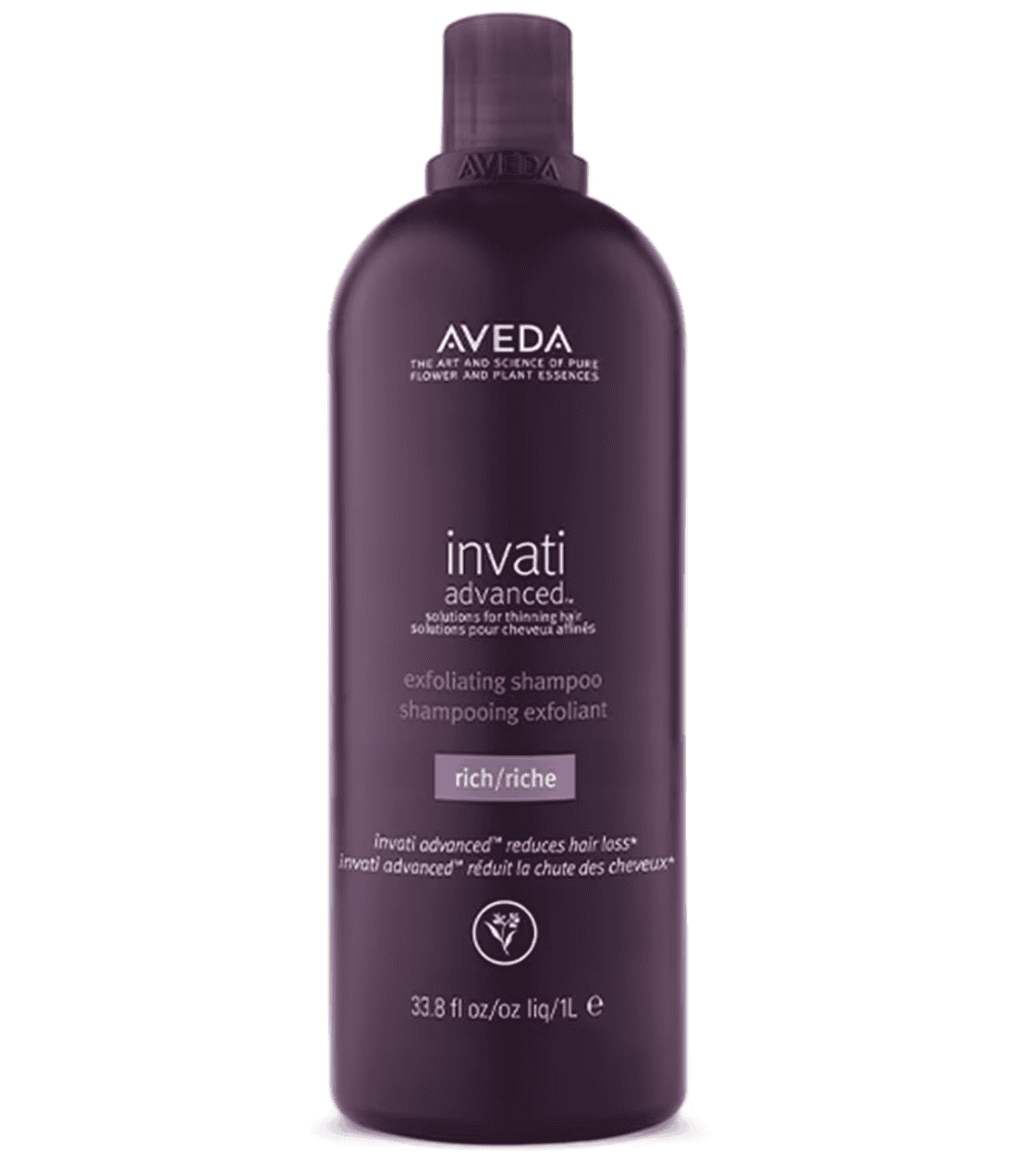 Aveda Invati exfoliating shampoo rich bottle, dark purple, 33.8 fl oz