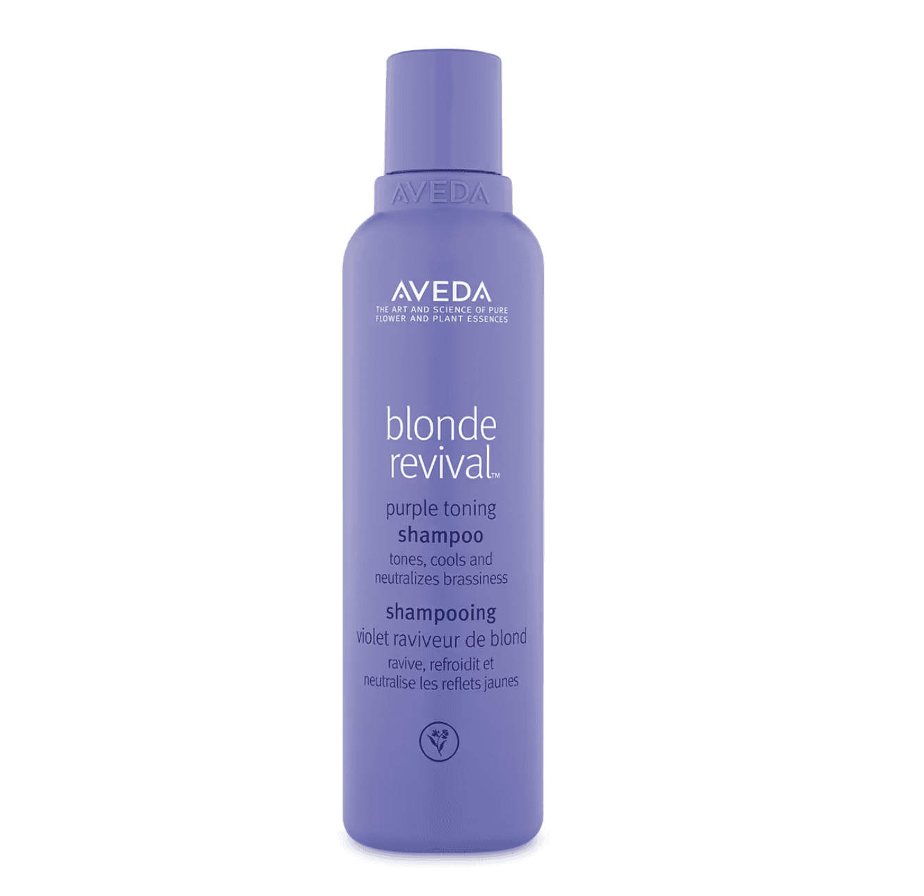 Aveda Blonde Revival purple toning shampoo bottle with pump, purple