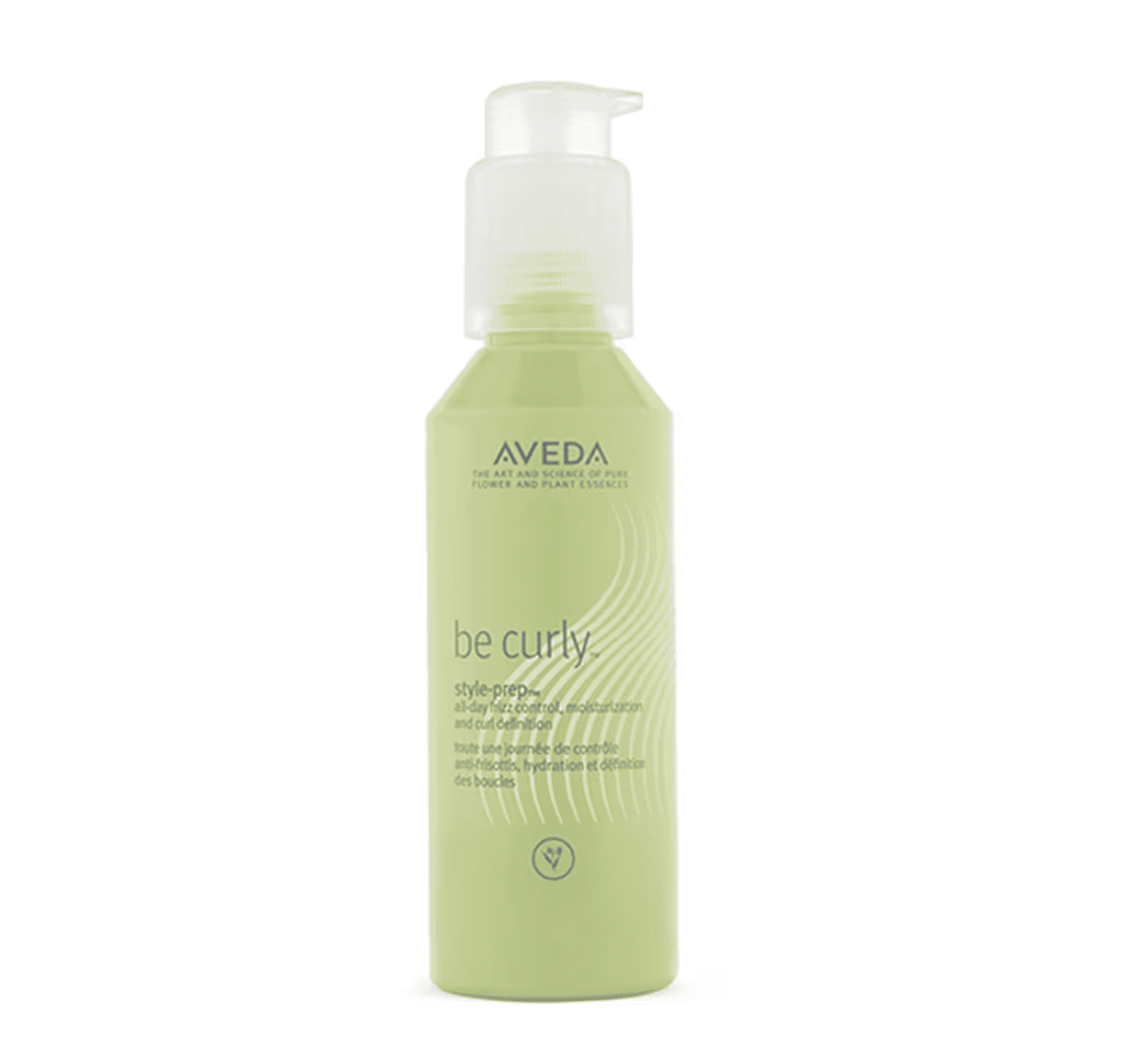 Aveda be curly hair style-prep pump bottle, light green liquid, 3.4 oz