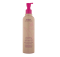 Aveda hand and body wash bottle with pink pump; beige with pink cherry-almond label.