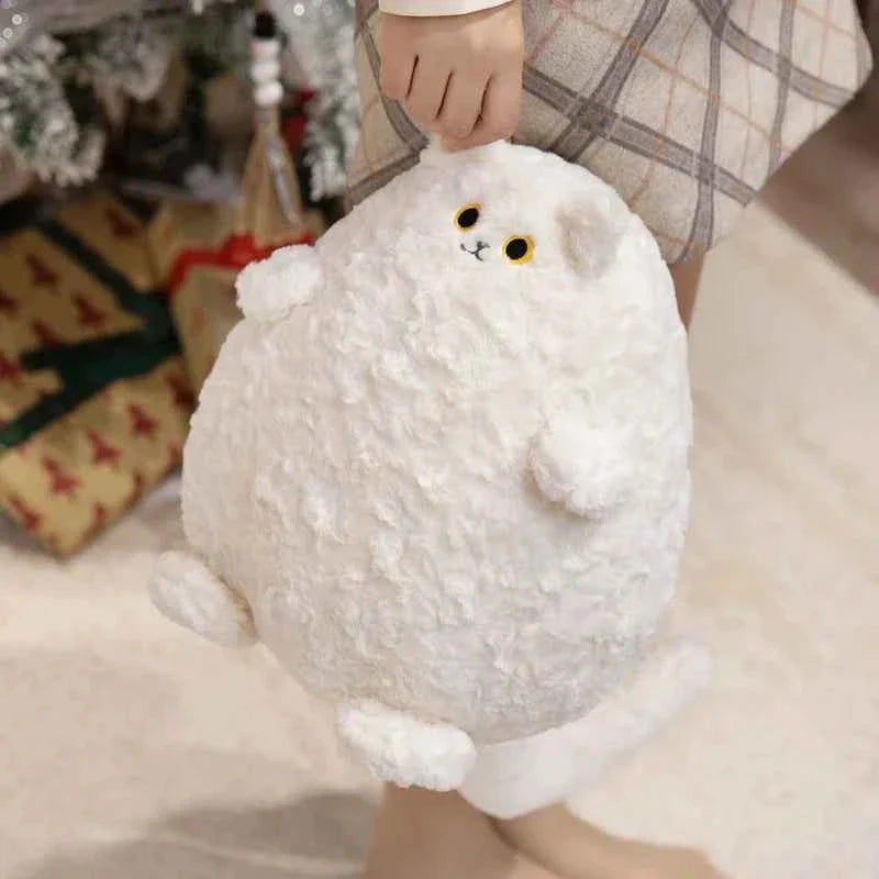 Lifelike Fat Black and White Cat Plush Toy (11.8 in) - Long Tail Stuffed Animal Gift