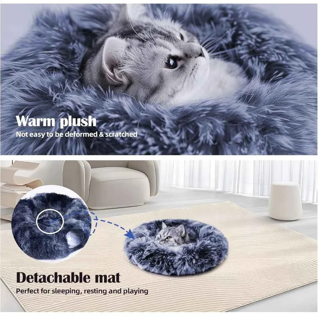 Plush Cat Tunnel Bed – 2-in-1 Cozy Sleeping Bed and Interactive Toy