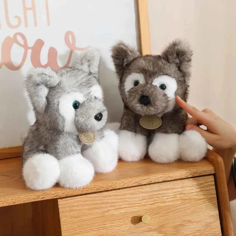 Realistic Husky Wolf Cub Plush Toy (8.7 in) - Soft Cuddly Stuffed Animal Gift