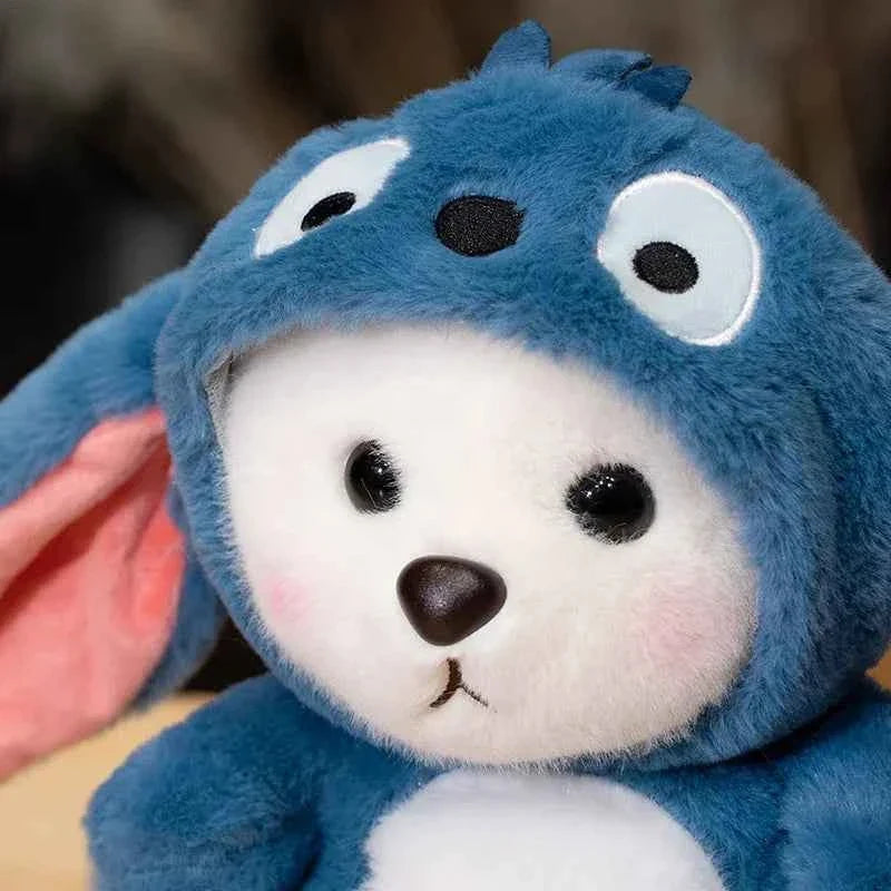 Kawaii White Bear Plush Toy (9.8 in) - Transforms into Pikachu/Stitch Soft Doll Gift