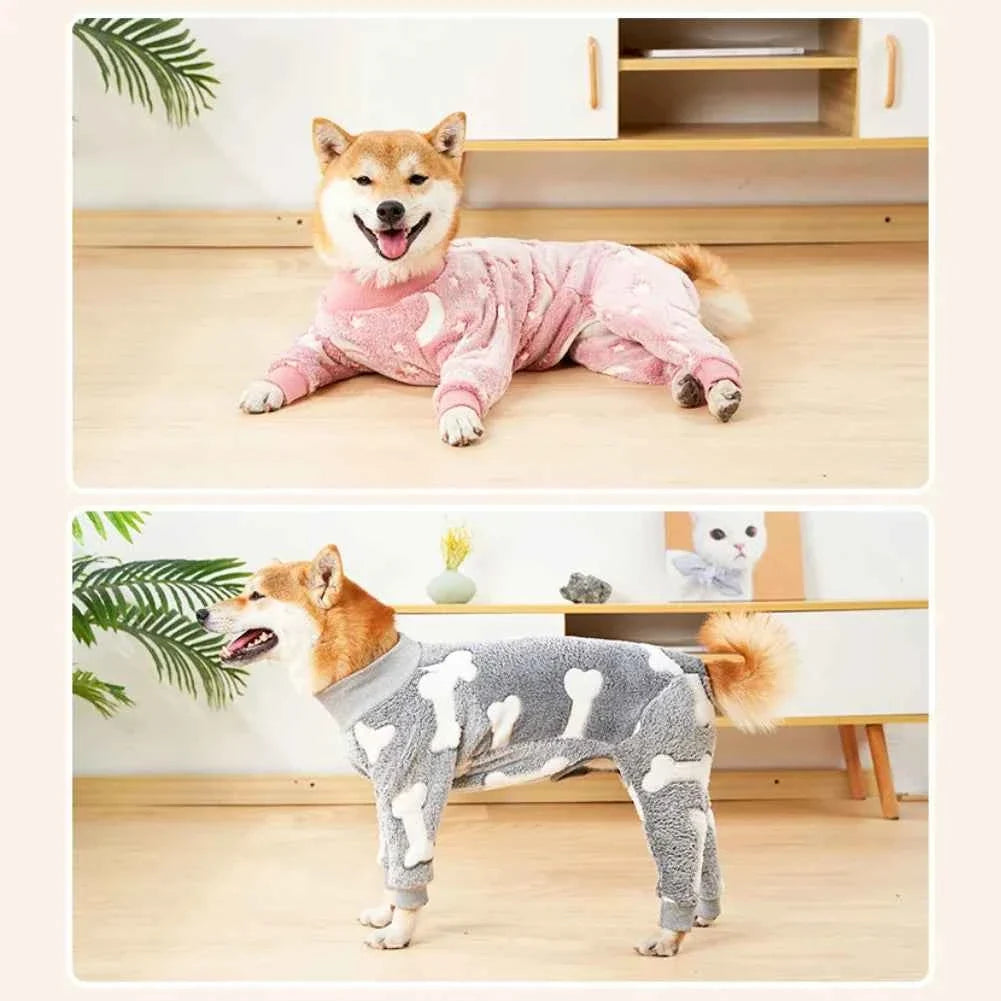 Fleece Dog Jumpsuit Pajamas – Warm Pet Overalls for Small to Large Dogs