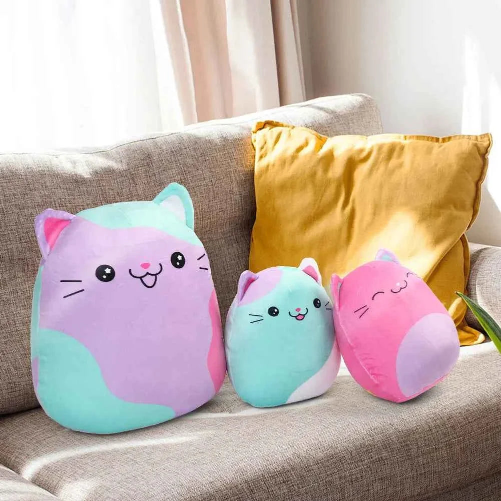 Cute Cartoon Cat Plush Pillow Set – 3pcs Soft Stuffed Dolls