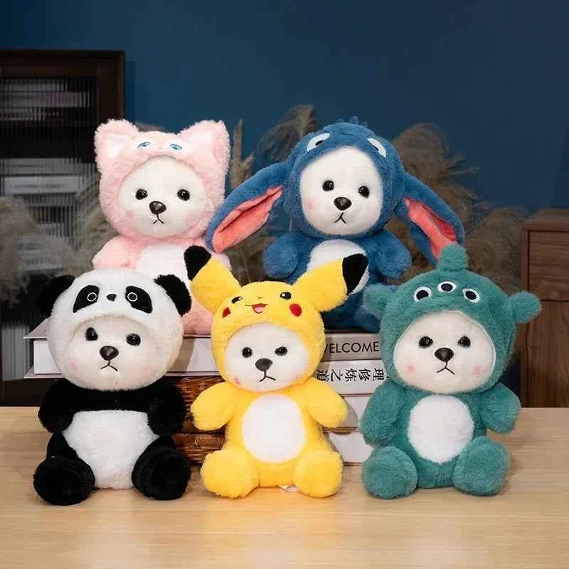 Kawaii White Bear Plush Toy (9.8 in) - Transforms into Pikachu/Stitch Soft Doll Gift