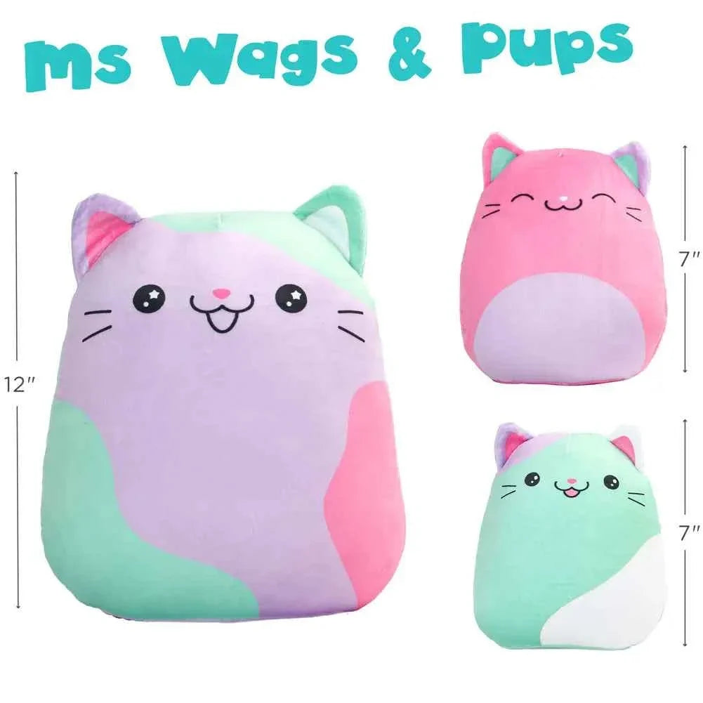 Cute Cartoon Cat Plush Pillow Set – 3pcs Soft Stuffed Dolls