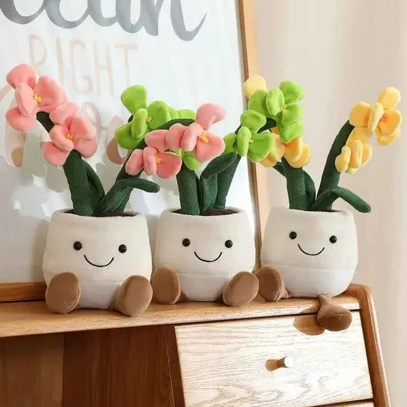 Cute Flowerpot Figurine Plush Pillow (13.8 in) - Simulation Cartoon Anime Stuffed Home Decor