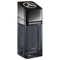 Night Eau de Parfum bottle with dark blue glass, Mercedes-Benz Select label, boxy cap