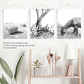 Black White Farm House Wall Décor. Horse, Hay Bales